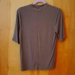 Taupe/grey mock neck dress shirt